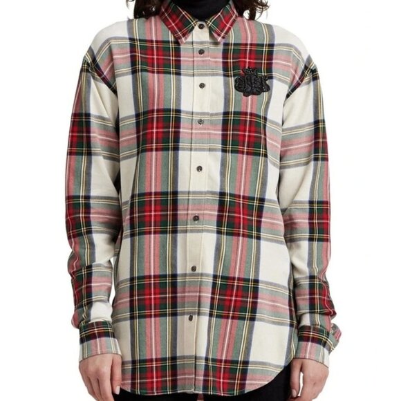 Lauren Ralph Lauren Bullion Checked Plaid Twill Shirt in Red ( S ) - Picture 4 of 8